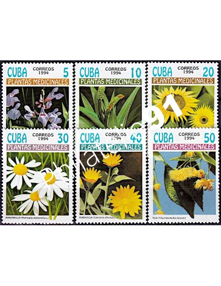 CUBA - n°  3357 à 3362, fleurs, timbres du monde