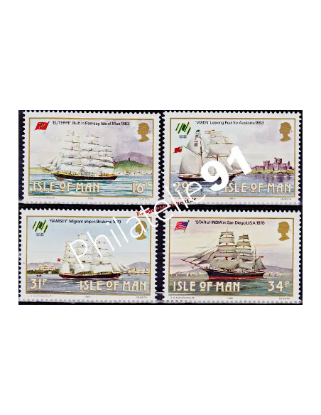 ILE DE MAN - n° 371 à 374 - BATEAUX