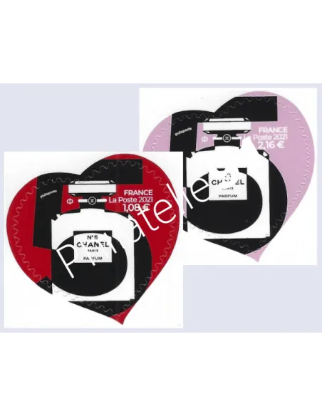 ADH. n° 1954 - 1955 - 2 Timbres adhésifs Cœurs Chanel n°5