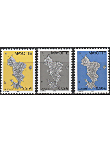 Mayotte - n°  150 à 152 ** - Carte de...