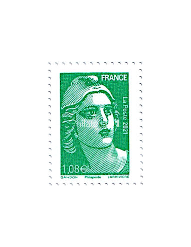 n° 5496 - Timbre Marianne de Gandon (lettre verte) issu du Carnet n° 1528 -  70 ans de la mention Premier Jour - 1951-2021