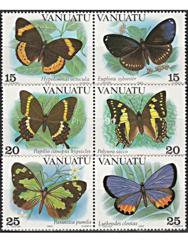 VANUATU -  n°  666 à 671 ** - Papillons