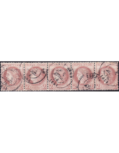 n°   51 oblitéré (Bande de 5 timbres)...
